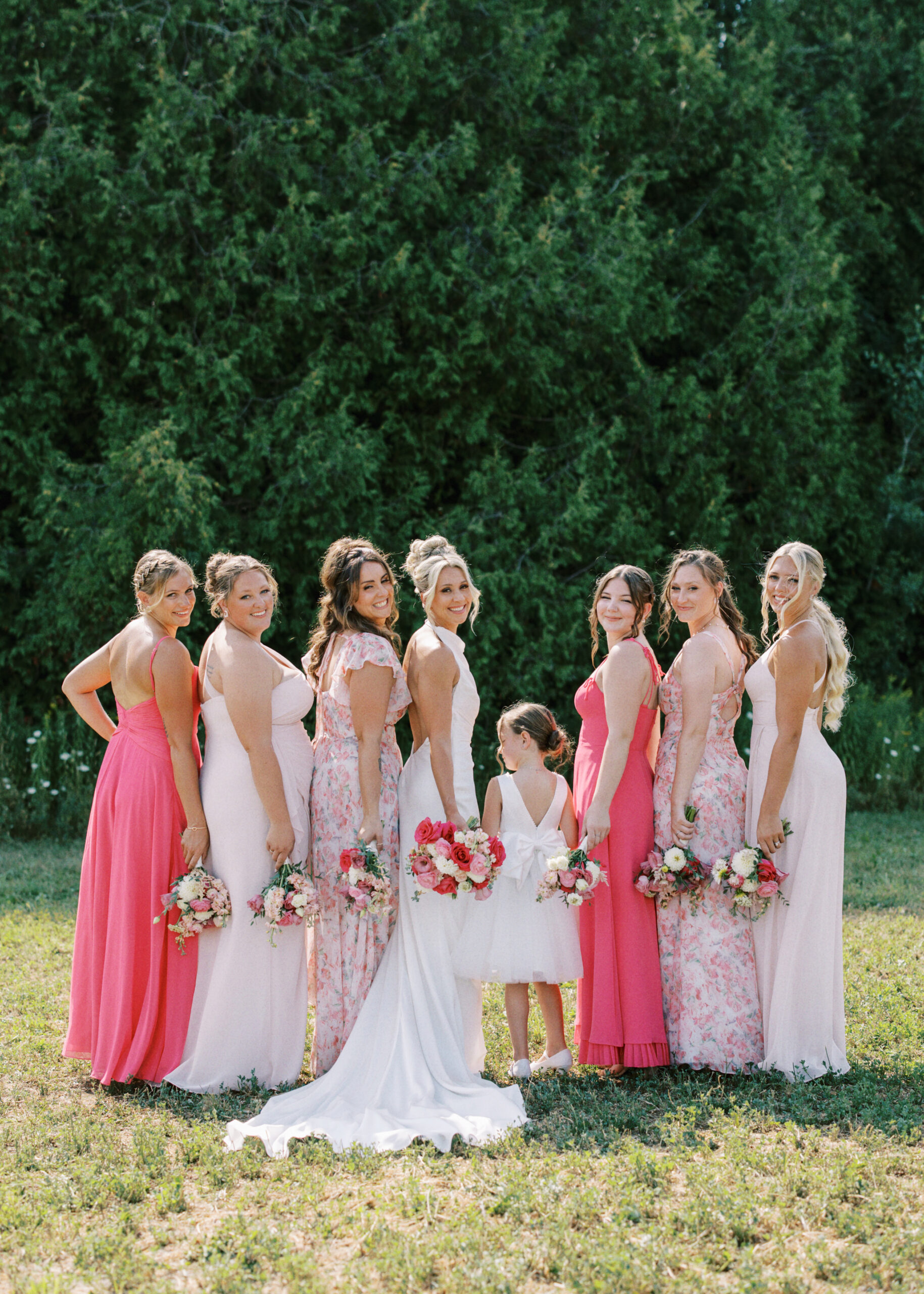 hot pink bridal party colours